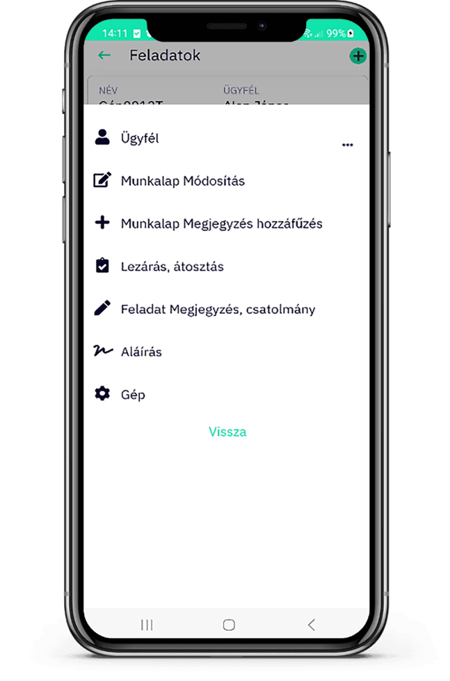 vapp service mobil applikáció képernyőkép